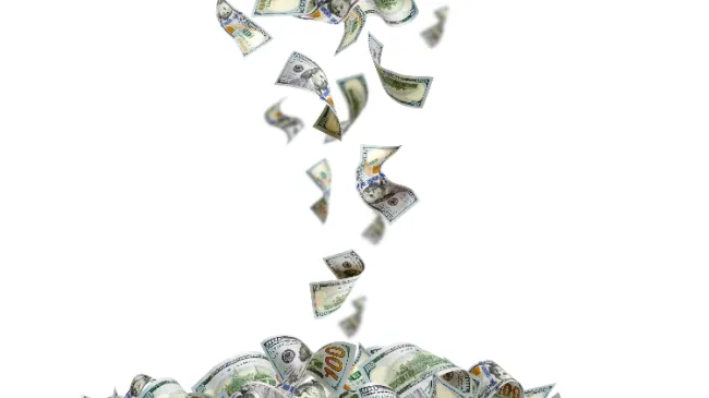 cash falling from sky
